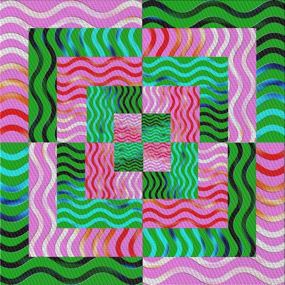 Ahgly Company Indoor Square Patterned Green Abstract Area Rugs, 8' Square