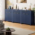 thumbnail image 5 of Aufeile Set of 3 Sideboard Buffet Cabinet with Storage, Modern Modular Fluted Accent Cabinet with 3 Drawers & Adjustable Shelves for Dining Room Living Room, Blue, 5 of 8