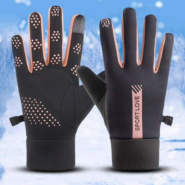 Guantes de invierno Bicicleta Warm Mittens Fleece TouchScreen (gris oscuro + rosa)