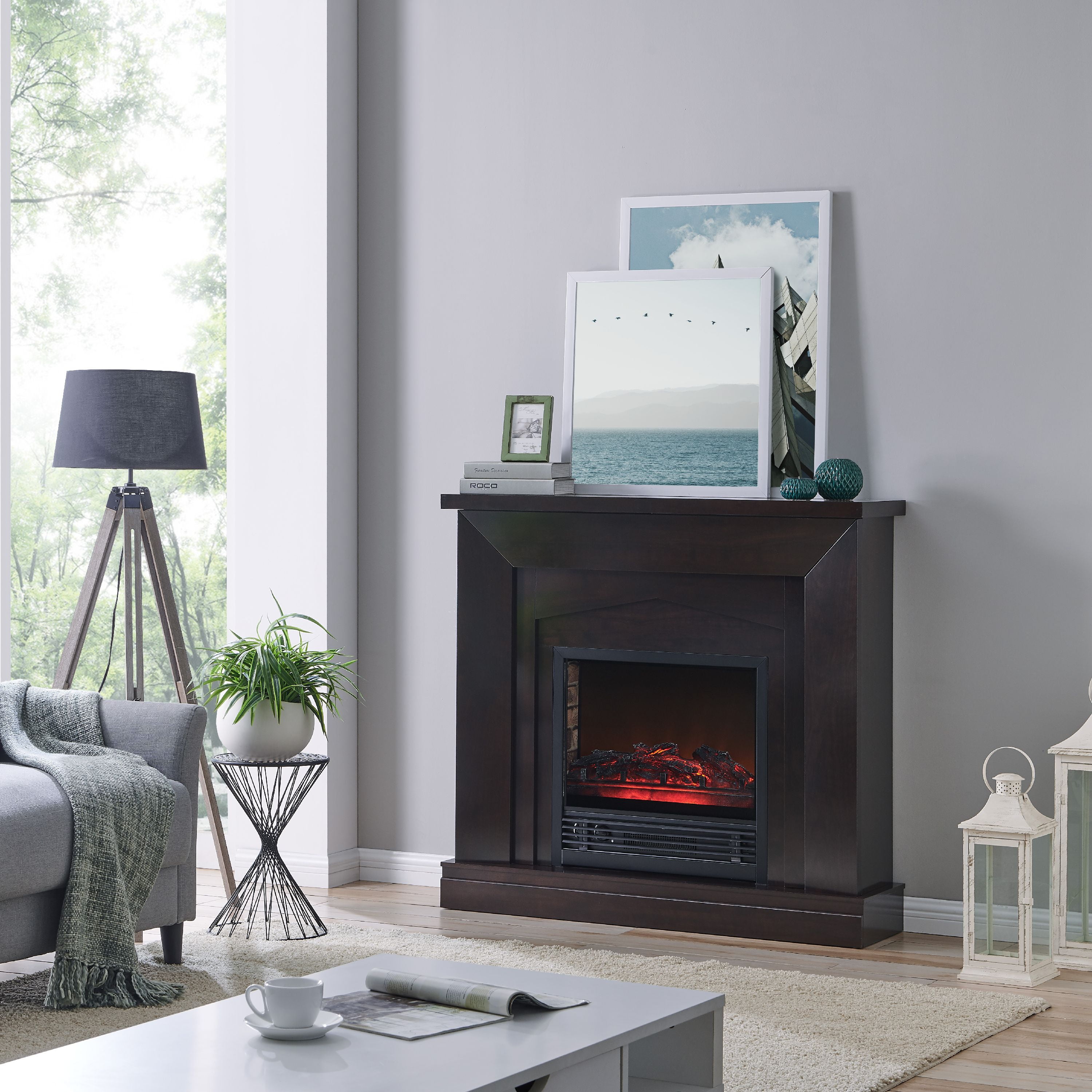 Bold Flame 47 Inch Electric Fireplace In Dark Chocolate Com