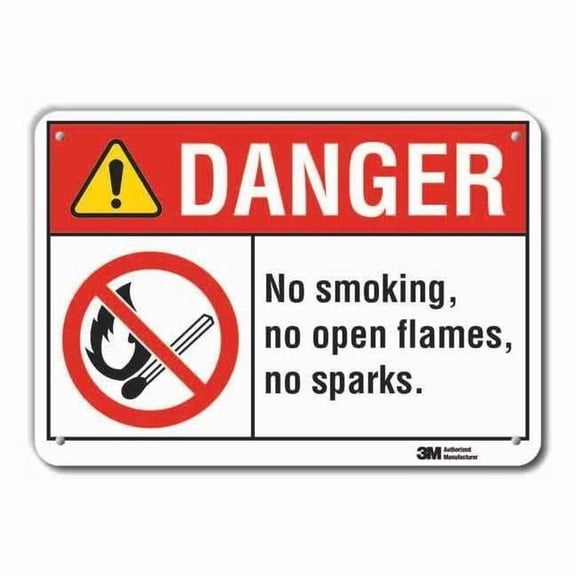 Lyle Rflctv No Smoking Dangr Sign,10x14in,Alu LCU4-0136-RA_14x10