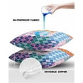 thumbnail image 4 of Pack of 2 Outdoor Pillow Covers, Retro Moroccan Texture Rainbow Modern Minimalist Geometric Waterproof Square Throw Pillowcase Cushion Decorative Pillow Covers for Couch Patio Tent, 18x18 in, 4 of 6