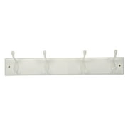Mainstays 4 Hook 18 inch Hook Board for Coats, Bags, Leashes, Keys, Towels, 30 lbs Capacity, White, 1 Pc