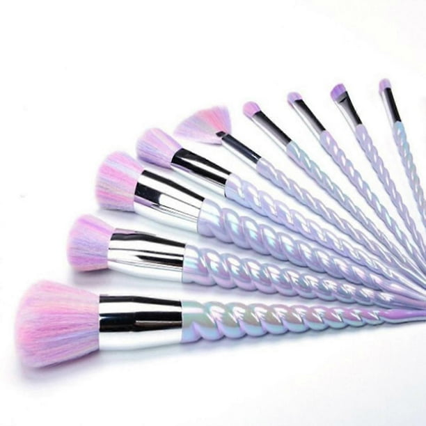 Makeup Brushes 10pcs Unicorn Makeup Brushes Set With Colorful Bristles Unicorn Horn Shaped Handles Fantasy Makeup Brush