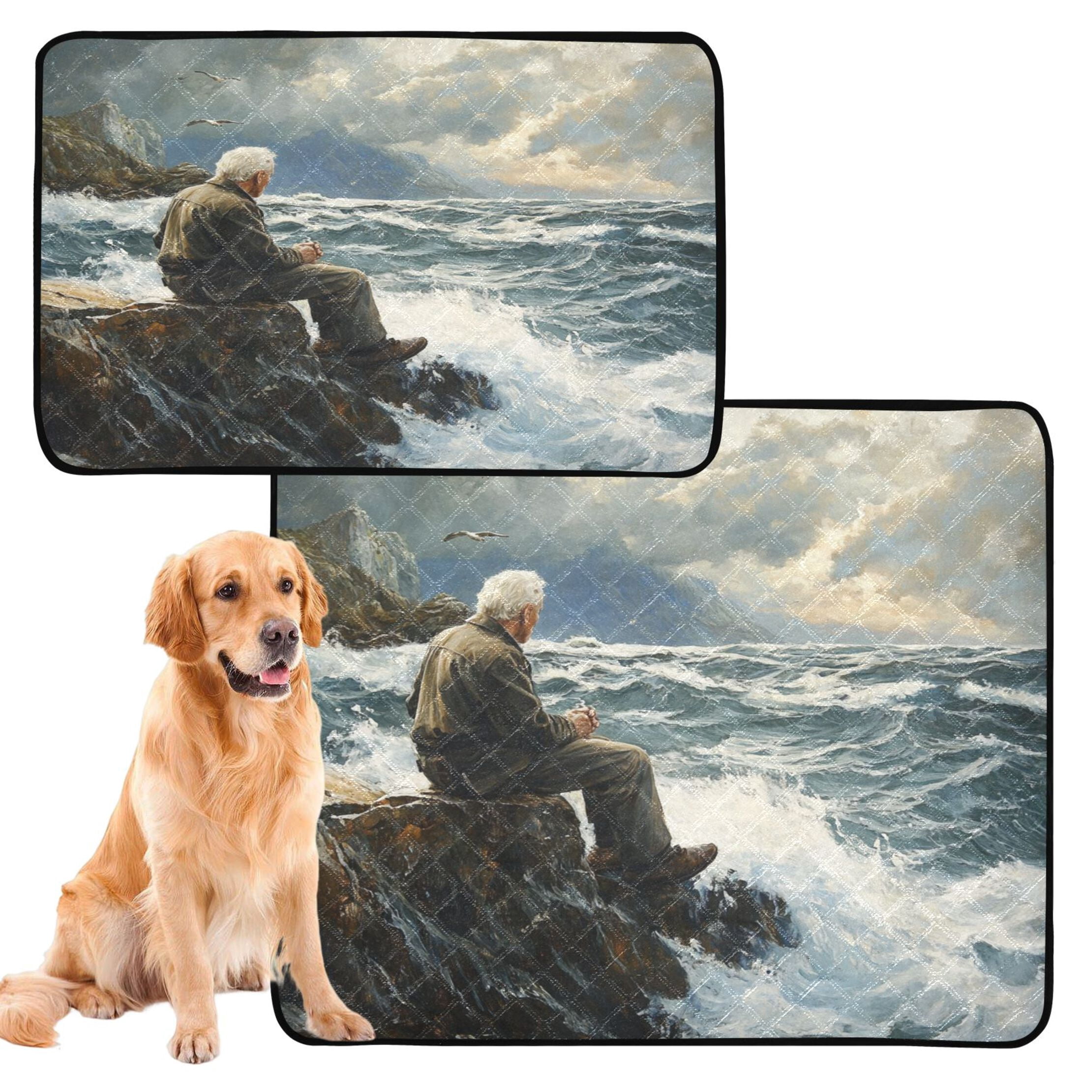Qxltty The Old Man and The Sea Cat litter Pads Pet Set of 3 Diaper Mats Center Anti-leakage Layer Absorbent Soft and Comfortable