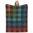 thumbnail image 5 of LNWH Christmas Motif Plaid Pattern Throw Blanket, Flannel Sofa Blankets for All Seasons, 80"x60", 5 of 8