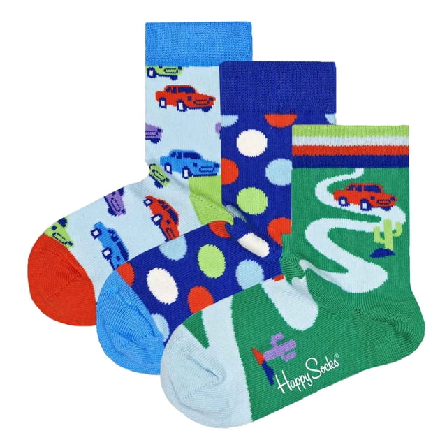 Happy Socks calcetines para niños unisex, paquete de 3 - caja de regalo, algodón orgánico, mezcla de colores Roadtrip 13-21