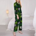 thumbnail image 3 of Goofa Tropical Leaves1 Printed Women’s 2 Piece Pajama Set Super,Pajamas Women's Long Sleeve Sleepwear Soft Button Down Loungewear Pjs Lounge Set Nightwear-Large, 3 of 9