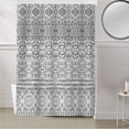 thumbnail image 5 of Fabric Shower Curtain, Boho Grey Striped Geometric Ethnic Style Shower Curtains with 12 Hooks Waterproof Machine Washable Bath Curtains for Bathroom, 54 x 78in, 5 of 6