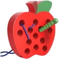 thumbnail image 1 of Manzana de madera Cordón Enhebrar Tejer Gusano Juguete Diversión Aprendizaje Viajes, 1 of 7