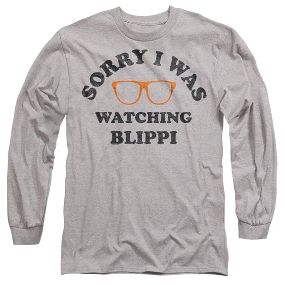 Blippi Sorry I was Watching Blippi Unisex Adult Long-Sleeve T Shirt, Athletic Heather, Medium