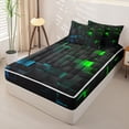 thumbnail image 2 of Erosebridal Geometric Plaid Buffalo Zipper Queen Comforter Set with Fitted Sheet and 2 Pillowcases,Black Abstract Pixel Zipper Bedding Set For Boys,Black Reversible,4-Piece, 2 of 7