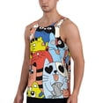 thumbnail image 2 of KLL Funny Cats Print Men's Muscle Gym Workout Stringer Tank Tops Bodybuilding Fitness T-Shirts Tank Tops Men-Large, 2 of 7