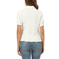 thumbnail image 3 of INSPIRE CHIC Women's Collared Top Peter Pan Collar Short Sleeve Button Front Shirts L White, 3 of 8