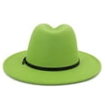 thumbnail image 3 of Unisex Fashion Wide Wool Belt Flat Top Fedora Hat Party Church Hats Cap, 3 of 6