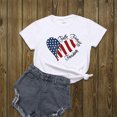 thumbnail image 1 of Camiseta De Moda De Verano Camisa de la bandera americana femenina Traje de calle de manga corta con cuello redondo (Blanco L) Cgtredaw Para estrenar, 1 of 5