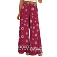 thumbnail image 2 of ClodeEU Women's Boho Print Wide Leg Palazzo Pants,Elastic High Waist Flowy Casual Trousers ,Women's Plus XL, 2 of 5