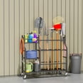 thumbnail image 2 of Garden Tool Organizer with Wheels for Garage and Shed, Spacious Tool Storage, Multi-Tier Design with Side Hooks for Rakes, Shovels, Brooms, and Yard Tools Rolling Cart, 2 of 15