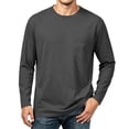 thumbnail image 5 of Hngshg T-Shirts for Men Comfort Long Sleeve Pocket Lounge Tops Casual Solid Color Crew Neck Pullover Tee Shirts, 5 of 7