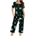 thumbnail image 2 of FDGIU Women's Christmas Pajama Short Set, 2-Piece Short Sleeve Lapel Top & Shorts, Holiday Print Matching Lounge & Sleepwear, 2 of 6