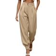 thumbnail image 3 of TaTaai Womens Solid Tapered Suit Pants with Pockets Slim Fit Business Trousers Bottoms for Daily Work Office, 3 of 7