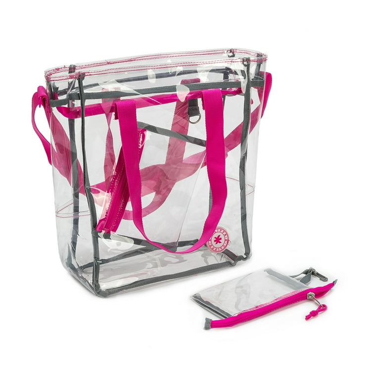 K-Cliffs Unisex Heavy Duty Clear Tote Bag Durable 0.5mm Vinyl Bag Hot Pink, Travel, Shopping. 15 K-Cliffs Unisex Heavy Duty Clear Tote Bag Durable 0.5mm Vinyl Bag Hot Pink, Travel, Shopping. 15
