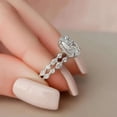 thumbnail image 2 of vylahjewellery Oval Moissanite Diamond Solitaire Engagement Ring Minimalist Proposal Anniversary Ring for Her Classic Wedding Bridal Ring 14K White Gold Matching Band Ring, 2 of 7