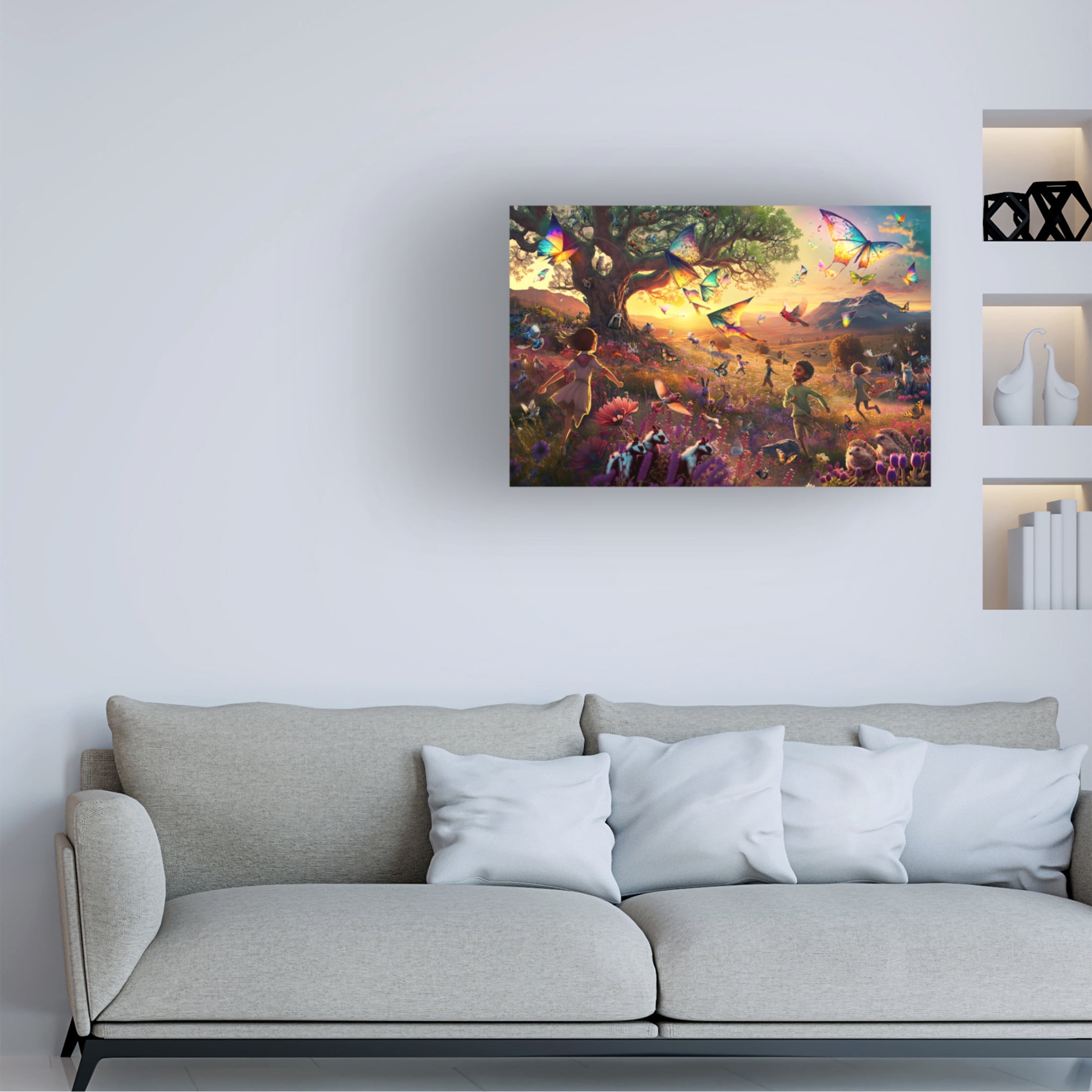 Canvas Wall Art - Ray Heere 'Kite Running 1' Wall Art for Living Room, Bedroom, or Office Décor by Trademark Fine Art - 24 x 16 Inches