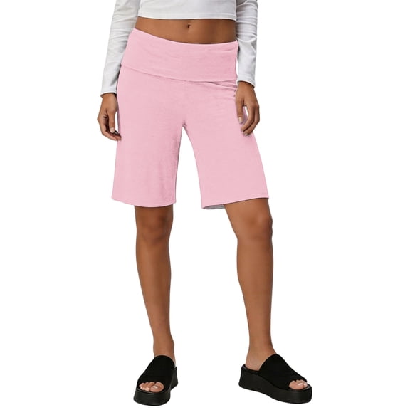 Hearthz Gaucho Pants for Women Solid Color Palazzo Culotte Fold Over Waist Shorts for Women Flowy Low Rise Bike Shorts Women
