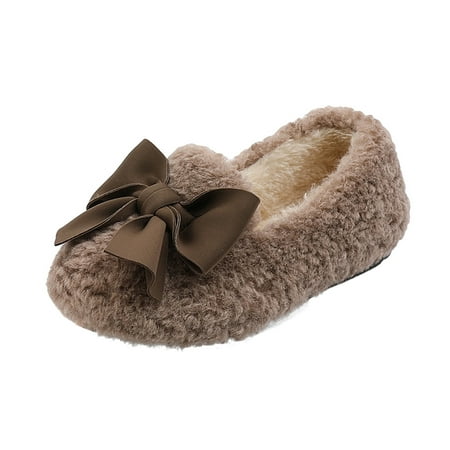 

AnuirheiH Kids Baby Girls Warm Butterfly Knot Slip On Flat Loafers Children Sandals Shoes Clearance