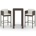 thumbnail image 3 of vidaXL Patio Bar Set Outdoor Bistro Set Bar Stool Bistro Table Poly Rattan, 3 of 18