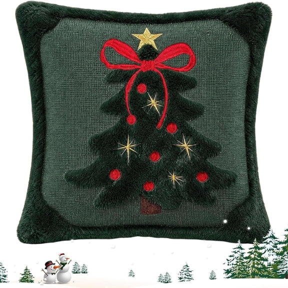 Christmas Throw Pillow Covers, Christmas Tree Bow Cushion Decoration, 17.7x17.7 inch Throw Pillow Covers for Home Bedroom Living Room Couch Chair Bed(lxf)