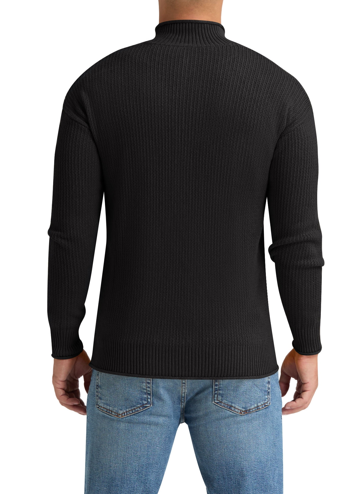 Iceglad Men's Knit Cardigan Sweater Full Zip Mock Neck Ribbed Long Sleeve Lightweight Knit Jacket