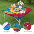 thumbnail image 4 of Colorful Tie Dye Mandala Pattern Square Fitted Tablecloth with Elastic Edge,Square Table Cover,Washable Elastic Table Cover for Home Kitchen Party Decor 34"x34", 4 of 6
