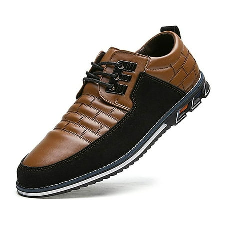 Shoes Men Leather Casual Loafers Dress Breathable Driving Moccasins Oxford Walking Shoe Arch Sneaker 9 Brown