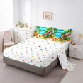 thumbnail image 5 of Castle Fairy Flat Cartoon Summer Beach Art Queen Bedding 7pcs,Palm Pineapple Holiday Layout Bedding Comforter Set Queen,Yellow Blue,Reversible, 5 of 7