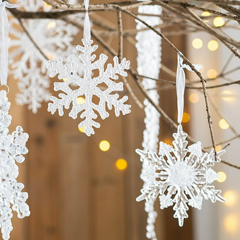 Elegant Snowflake Shape Hanging Decor Christmas Style Exquisite Acrylic  Hanging Widget for Party Clear Acrylic 