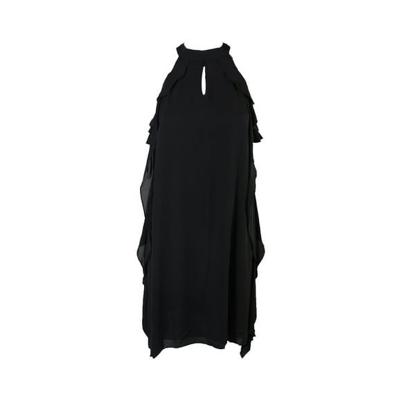 Nine West Womens Black Ruffled Halter Shift Dress 4