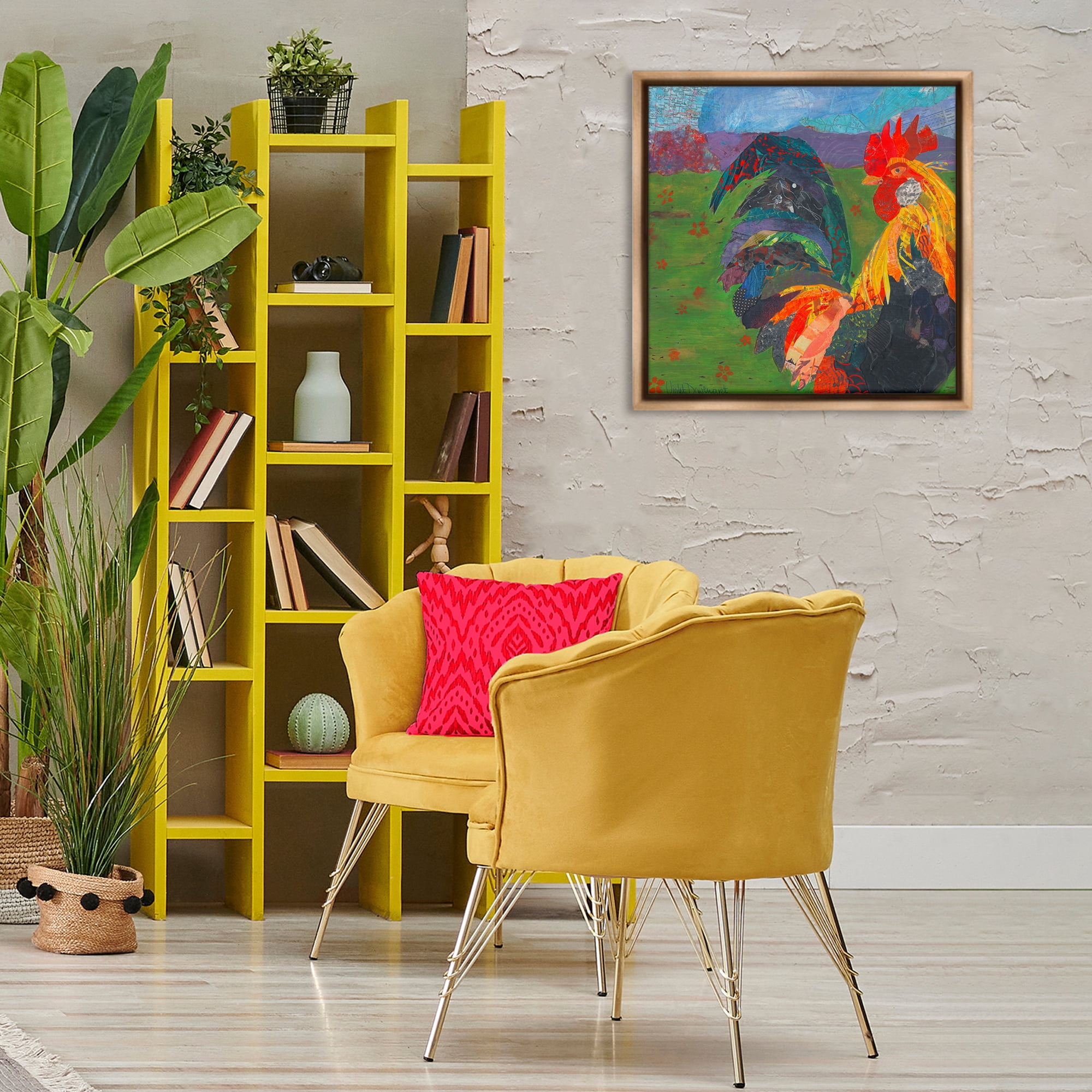 Stupell Industries Expressive Farm Rooster Animals Painting Brown Floater Framed Canvas Art Print Wall Art, 25 x 25