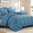 thumbnail image 6 of RUIKASI 7 Pieces Comforter Set with Sheets - Bed in a Bag with Comforter and All Season Sheets, Pillowcases,Slate Blue,Full, 6 of 10