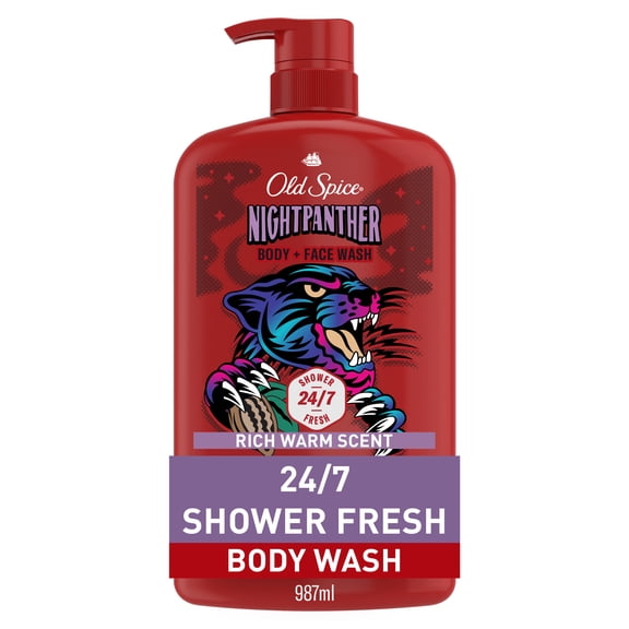 Old Spice Body Wash for Men, NightPanther, Long Lasting Lather, for All Skin Types, 30 fl oz