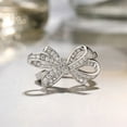thumbnail image 2 of Meryn Jewel Brilliant 1.2 Ct Round Cut Diamond Ring - 14K White Gold Plated Rings for Her - Crisscross Bow Jewelry Gift - Shiny Bow Ring for Women's - Modern Silver Accessories, 2 of 3