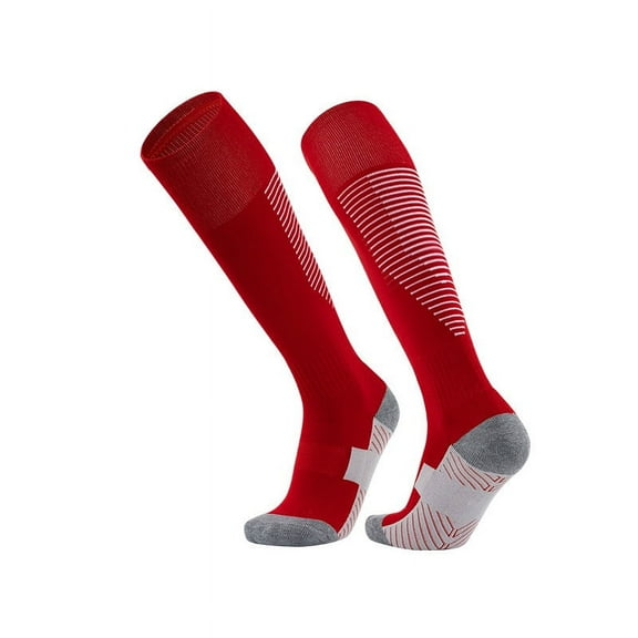 NAMZI Football Socks, Adult Knee Length Non Slip Football Socks, Long Tube Striped Sports Socks Football Socks for Both Men and Women(Red)