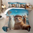 thumbnail image 2 of Manfei Summer Beach Cat Quilt King, Alpaca Animal King Coverlet Set, Blue Orange, 3-Piece, 1 Bedspread and 2 Pillowcases, 2 of 7