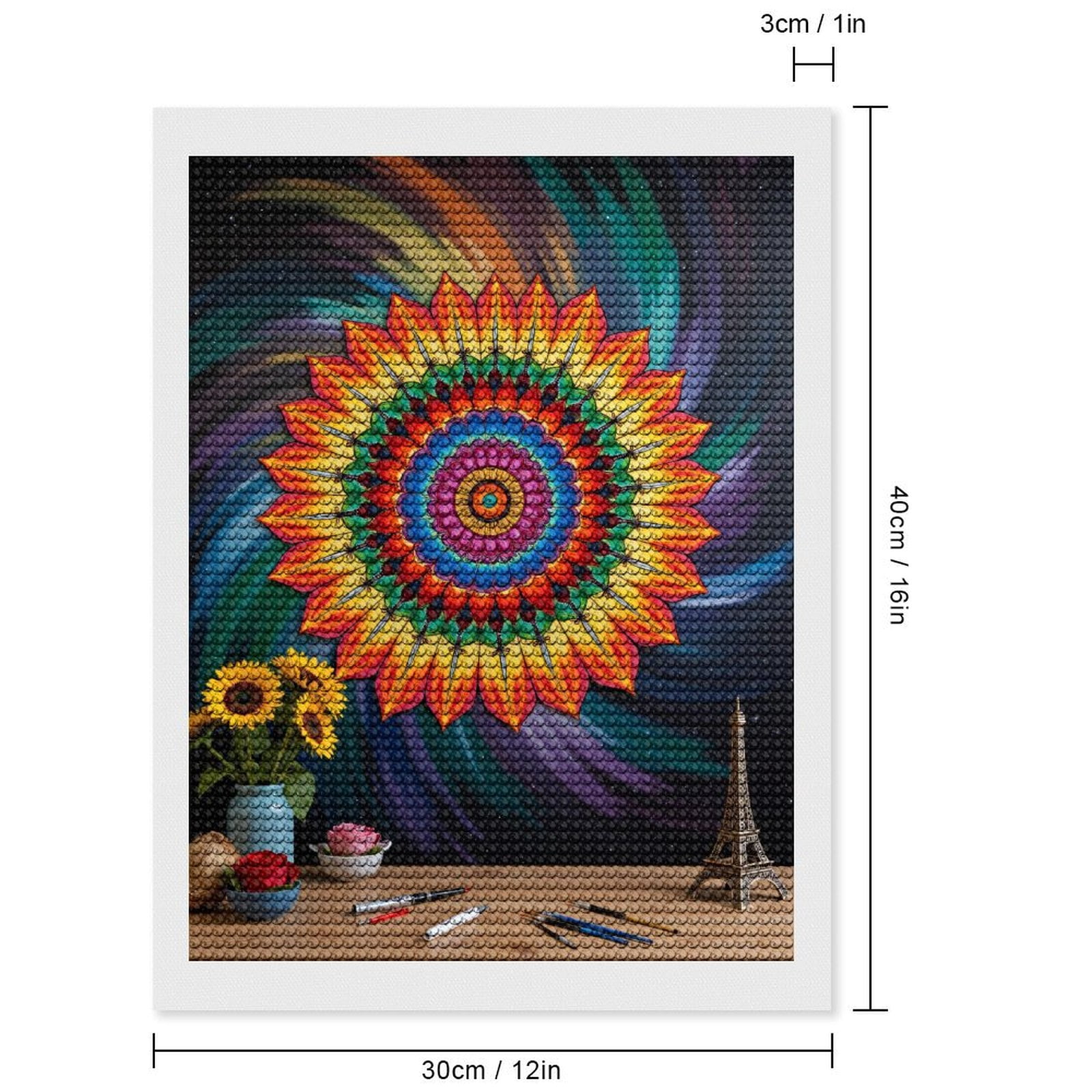 Diamond Art Kits for Adults, Colorful Mandala Sunflower Art Display 5D Diamond Painting Kits for Adults Beginners, DIY Full Drill Diamond Painting, Gem Art and Crafts 12x16