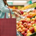 thumbnail image 2 of Moroccan Plaid Canvas Tote Bag Checkered Pattern Vintage Style Geometric Design Rustic Aesthetic Cute Reusable Foldable Shopping Tote, 2 of 6