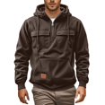 thumbnail image 2 of QHFBli Christmas Men's Hoodie Mens Corduroy Raglan Sleeve Zip Pocket Hooded Pullover Sweatshirt for Autumn Winter Daily Casual Wear Coffee S, 2 of 5