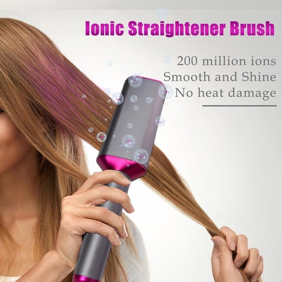 Hair Straightener Brush, 3X Denser Bristles, 2 in 1 Brush Straightener for Women, MCH Fast Heating Dual Voltage Flat Iron Comb for Curly Hair