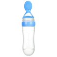 thumbnail image 1 of Feeding Bottle Spoon Silicone PP Safe Soft BPA Free Elastic Round Bottom Baby Food Feeder Blue, 1 of 4