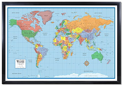 24x36 World Classic Elite 3D Push-Pin Travel Wall Map Foam Board ...